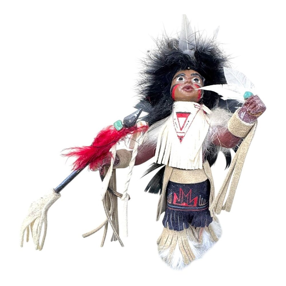 Vintage Native American Inspired Art Doll Handcrafted Storyteller Figure 7" READ